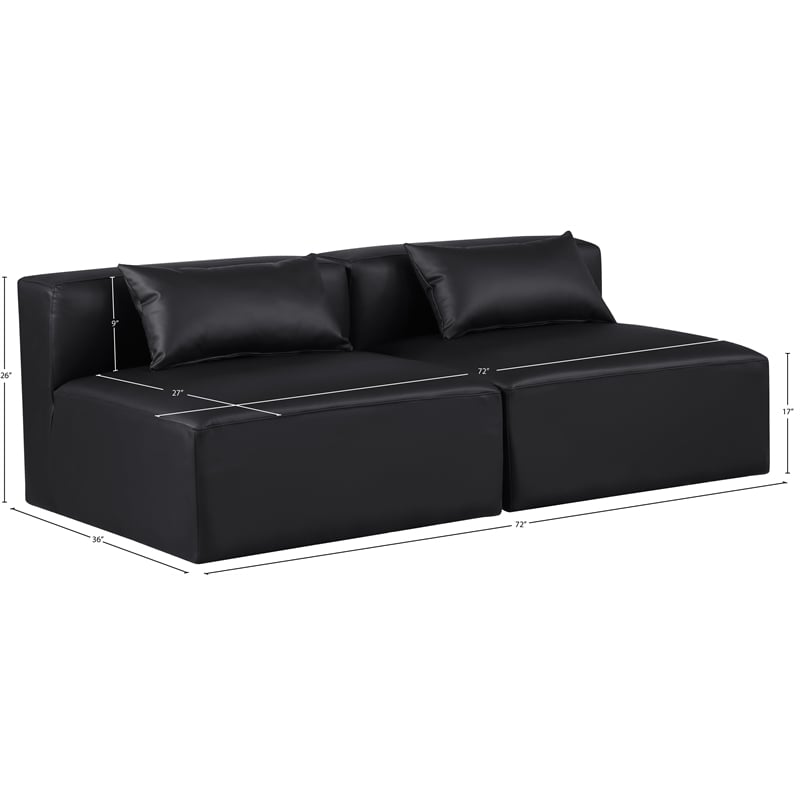 Meridian Furniture Cube Black Vegan Leather 2-Pc. Modular Sofa