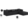 Meridian Furniture Cube Black Vegan Leather 4-Pc. L-Shaped Modular Sectional