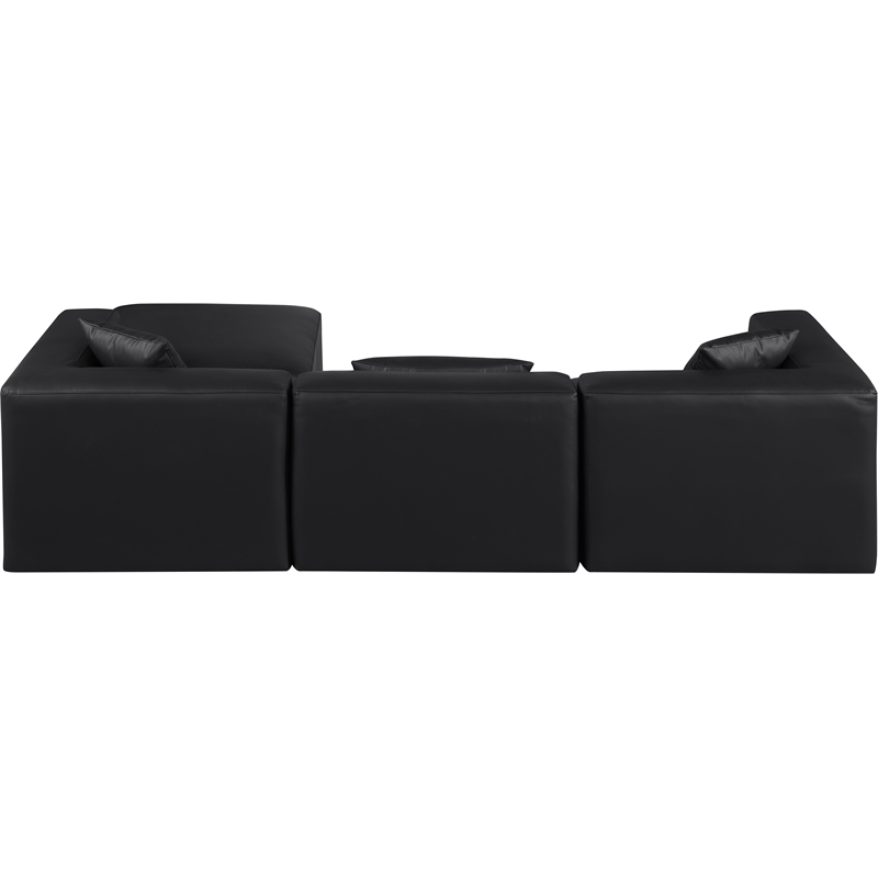 Meridian Furniture Cube Black Vegan Leather 4-Pc. L-Shaped Modular Sectional