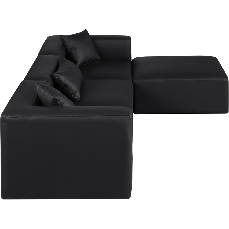 Meridian Furniture Cube Black Vegan Leather 4-Pc. L-Shaped Modular Sectional