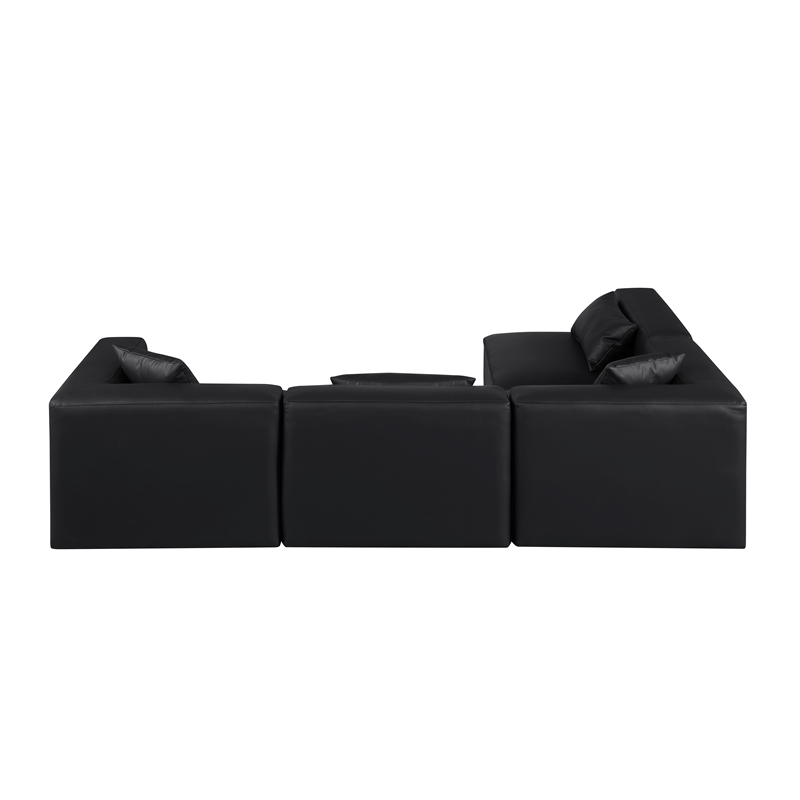 Meridian Furniture Cube Black Vegan Leather 4-Pc. L-Shaped Modular Sectional