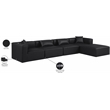 Meridian Furniture Cube Black Vegan Leather 5-Pc. L-Shaped Modular Sectional