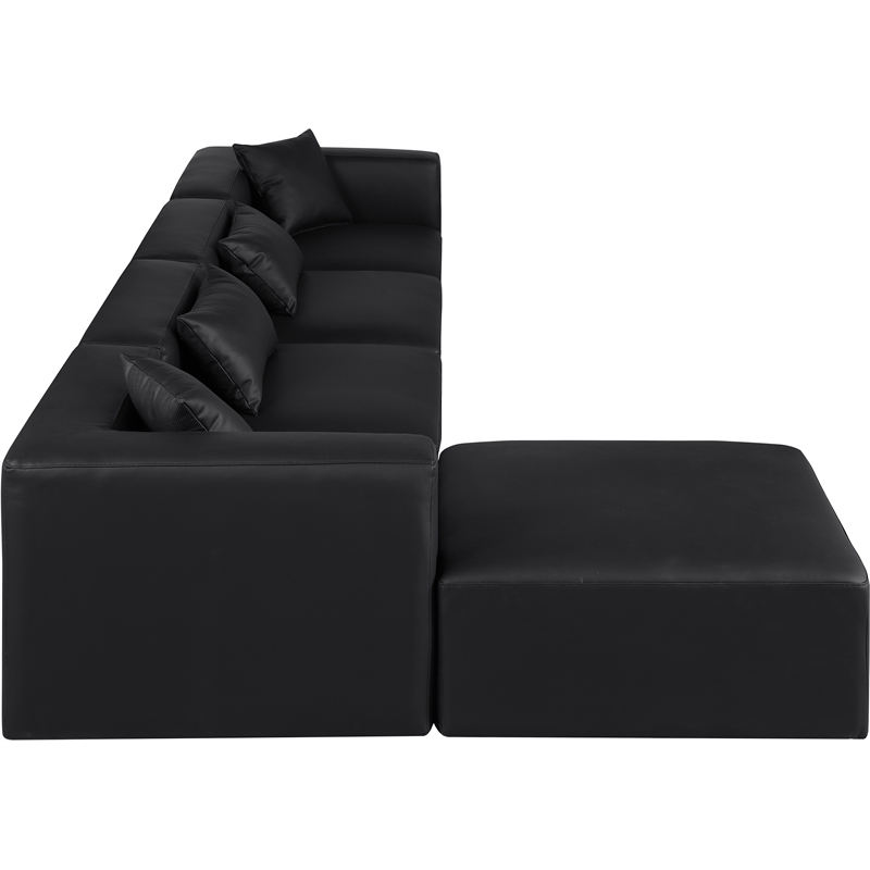 Meridian Furniture Cube Black Vegan Leather 5-Pc. L-Shaped Modular Sectional
