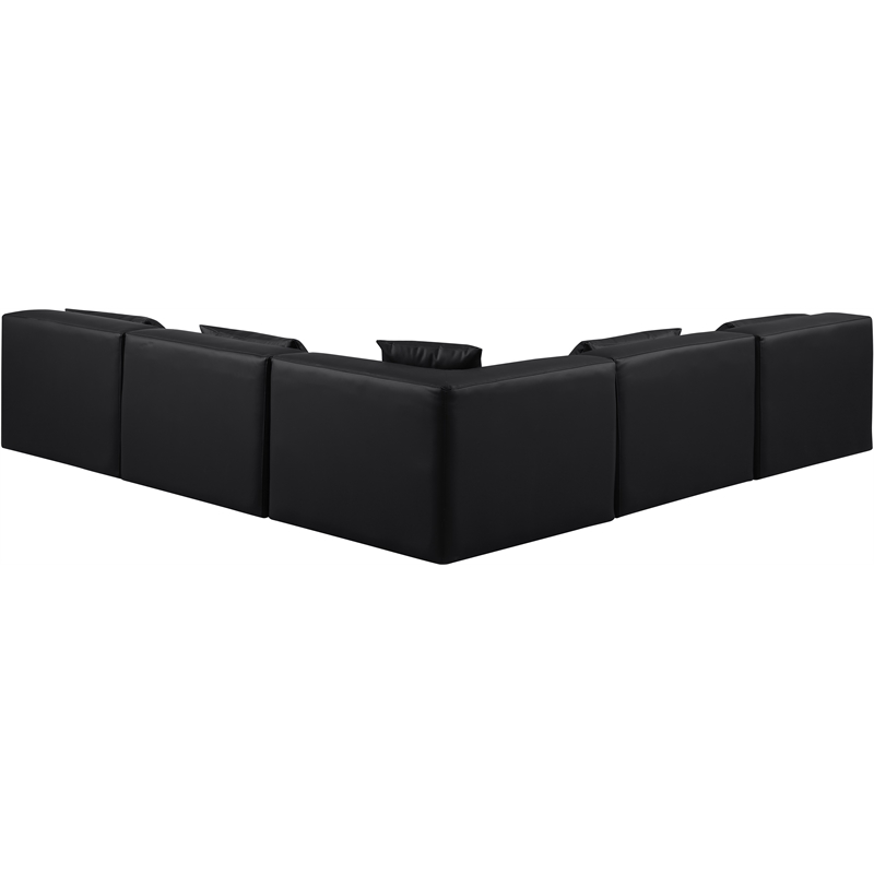 Meridian Furniture Cube Black Vegan Leather 5-Pc. L-Shaped Modular Sectional