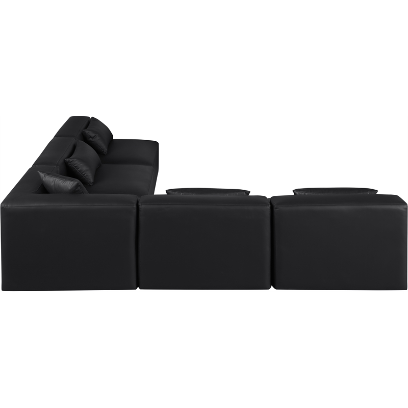 Meridian Furniture Cube Black Vegan Leather 5-Pc. L-Shaped Modular Sectional