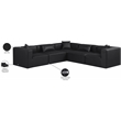 Meridian Furniture Cube Black Vegan Leather 5-Pc. L-Shaped Modular Sectional