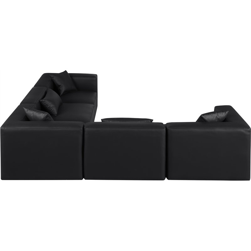 Meridian Furniture Cube Black Vegan Leather 5-Pc. L-Shaped Modular Sectional