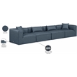 Meridian Furniture Cube Navy Blue Vegan Leather 4-Pc. Modular Sofa