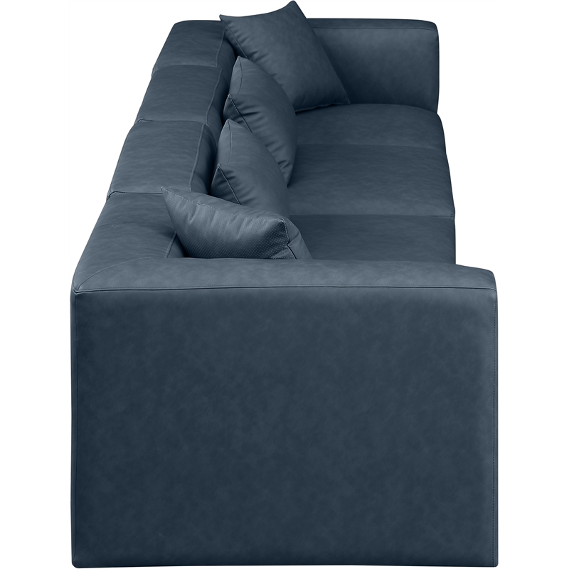 Meridian Furniture Cube Navy Blue Vegan Leather 4-Pc. Modular Sofa