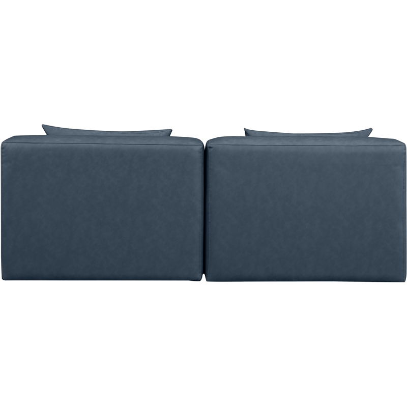 meridian furniture cube navy blue vegan leather 2-pc. modular sofa