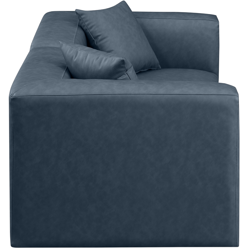meridian furniture cube navy blue vegan leather 2-pc. modular sofa