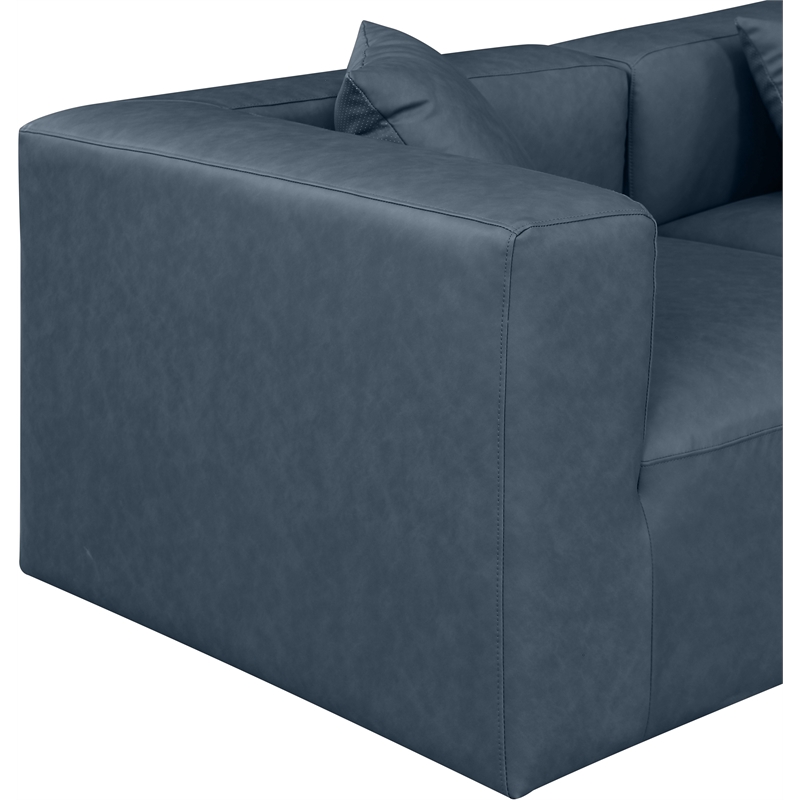 meridian furniture cube navy blue vegan leather 2-pc. modular sofa