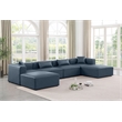Meridian Furniture Cube Navy Blue Vegan Leather 6-Pc. U-Shaped Modular Sectional