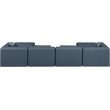 Meridian Furniture Cube Navy Blue Vegan Leather 6-Pc. U-Shaped Modular Sectional