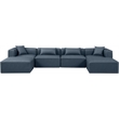 Meridian Furniture Cube Navy Blue Vegan Leather 6-Pc. U-Shaped Modular Sectional