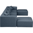 Meridian Furniture Cube Navy Blue Vegan Leather 6-Pc. U-Shaped Modular Sectional