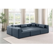 Meridian Furniture Cube Navy Blue Vegan Leather 6-Pc. U-Shaped Modular Sectional