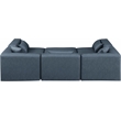 Meridian Furniture Cube Navy Blue Vegan Leather 6-Pc. U-Shaped Modular Sectional