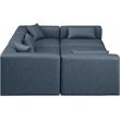 Meridian Furniture Cube Navy Blue Vegan Leather 6-Pc. U-Shaped Modular Sectional