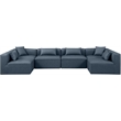 Meridian Furniture Cube Navy Blue Vegan Leather 6-Pc. U-Shaped Modular Sectional
