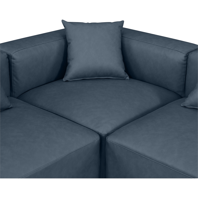 Meridian Furniture Cube Navy Blue Vegan Leather 6-Pc. U-Shaped Modular Sectional