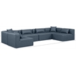 Meridian Furniture Cube Navy Blue Vegan Leather 6-Pc. U-Shaped Modular Sectional