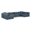 Meridian Furniture Cube Navy Blue Vegan Leather 6-Pc. U-Shaped Modular Sectional
