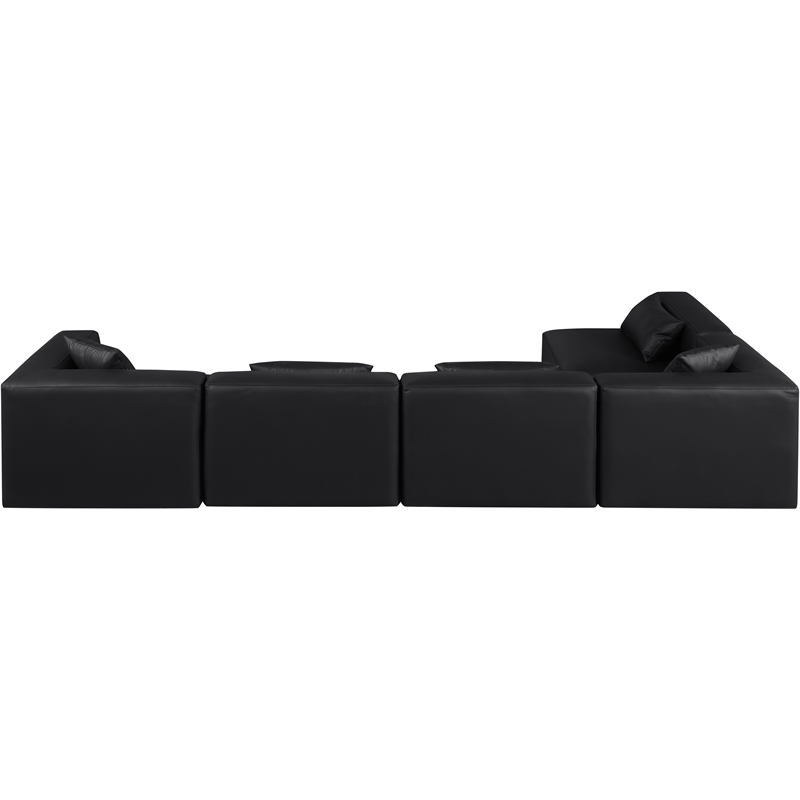 Meridian Furniture Cube Black Vegan Leather 5-Pc. L-Shaped Modular Sectional