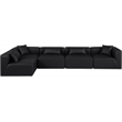Meridian Furniture Cube Black Vegan Leather 5-Pc. L-Shaped Modular Sectional