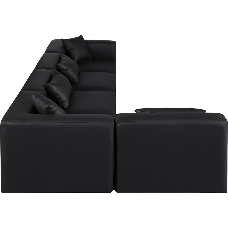 Meridian Furniture Cube Black Vegan Leather 5-Pc. L-Shaped Modular Sectional