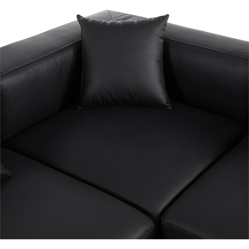 Meridian Furniture Cube Black Vegan Leather 5-Pc. L-Shaped Modular Sectional