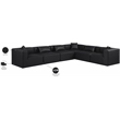 Meridian Furniture Cube Black Vegan Leather 6-Pc. L-Shaped Modular Sectional
