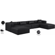 Meridian Furniture Cube Black Vegan Leather 6-Pc. U-Shaped Modular Sectional