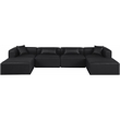 Meridian Furniture Cube Black Vegan Leather 6-Pc. U-Shaped Modular Sectional