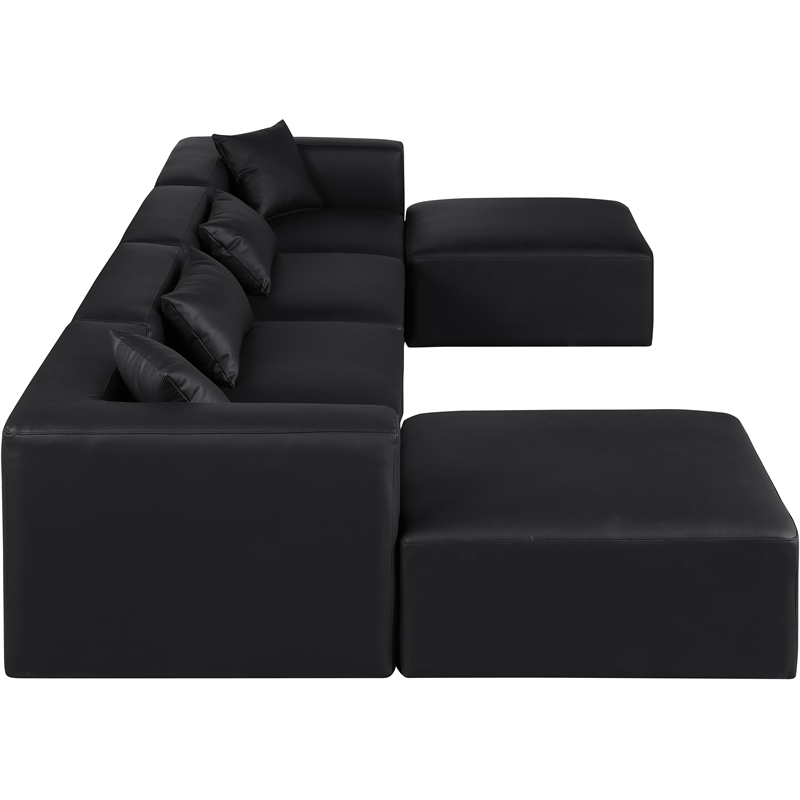 Meridian Furniture Cube Black Vegan Leather 6-Pc. U-Shaped Modular Sectional