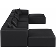 Meridian Furniture Cube Black Vegan Leather 6-Pc. U-Shaped Modular Sectional