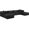 Meridian Furniture Cube Black Vegan Leather 6-Pc. U-Shaped Modular Sectional