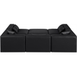 Meridian Furniture Cube Black Vegan Leather 6-Pc. U-Shaped Modular Sectional
