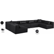 Meridian Furniture Cube Black Vegan Leather 6-Pc. U-Shaped Modular Sectional
