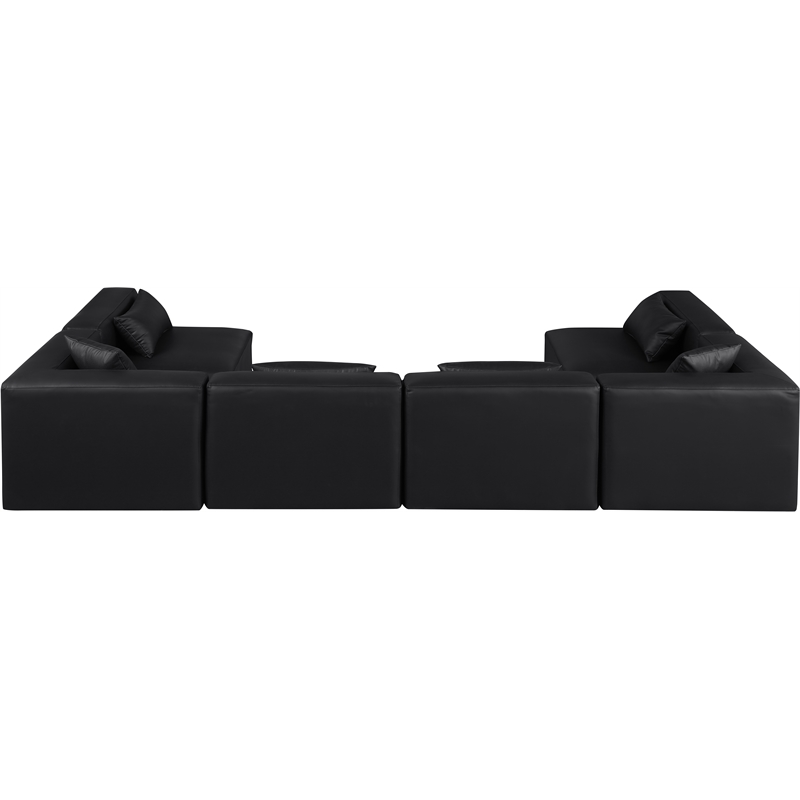 Meridian Furniture Cube Black Vegan Leather 6-Pc. U-Shaped Modular Sectional