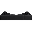 Meridian Furniture Cube Black Vegan Leather 6-Pc. U-Shaped Modular Sectional