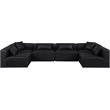 Meridian Furniture Cube Black Vegan Leather 6-Pc. U-Shaped Modular Sectional