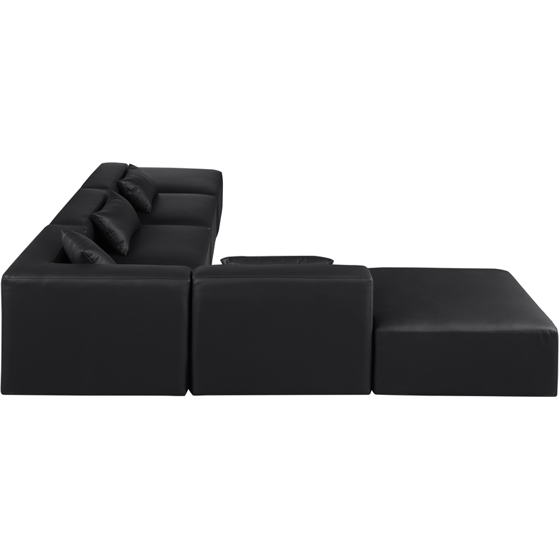 Meridian Furniture Cube Black Vegan Leather 6-Pc. L-Shaped Modular Sectional