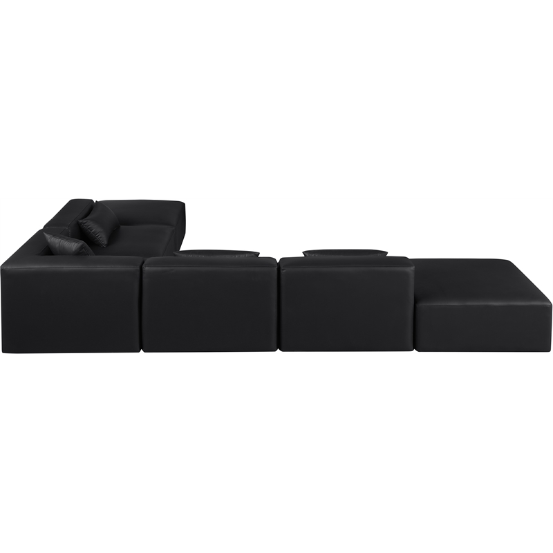 Meridian Furniture Cube Black Vegan Leather 6-Pc. L-Shaped Modular Sectional