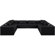 Meridian Furniture Cube Black Vegan Leather 8-Pc. U-Shaped Modular Sectional