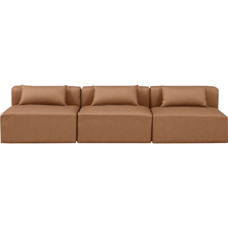 Meridian Furniture Cube Brown Vegan Leather 3-Pc. Modular Sofa