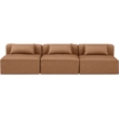 Meridian Furniture Cube Brown Vegan Leather 3-Pc. Modular Sofa