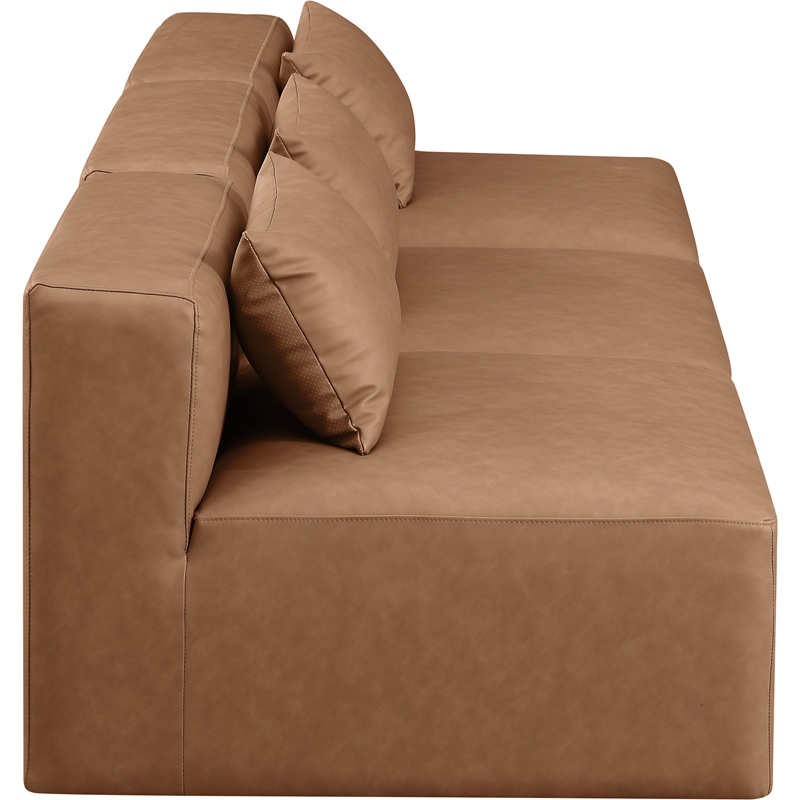 Meridian Furniture Cube Brown Vegan Leather 3-Pc. Modular Sofa
