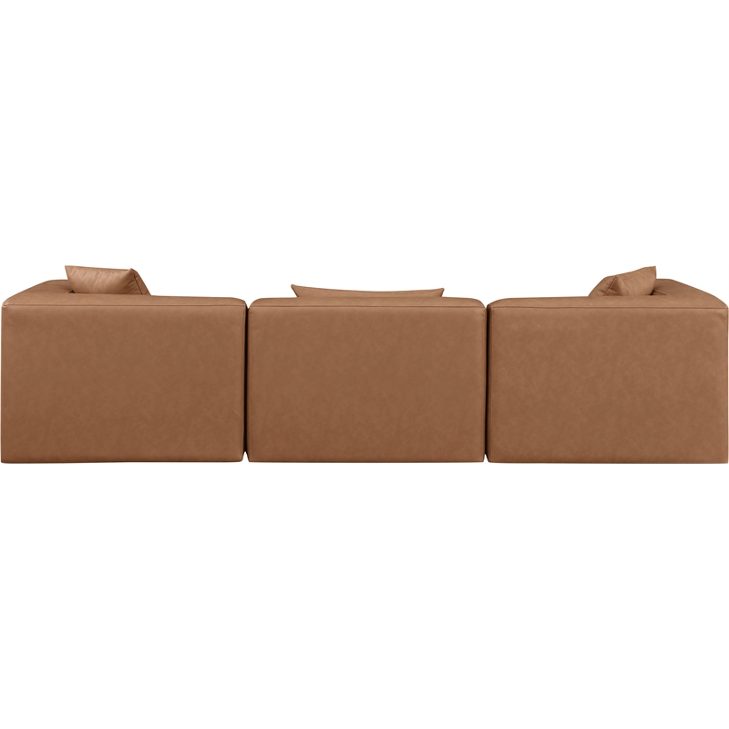 Meridian Furniture Cube Brown Vegan Leather 3-Pc. Modular Sofa