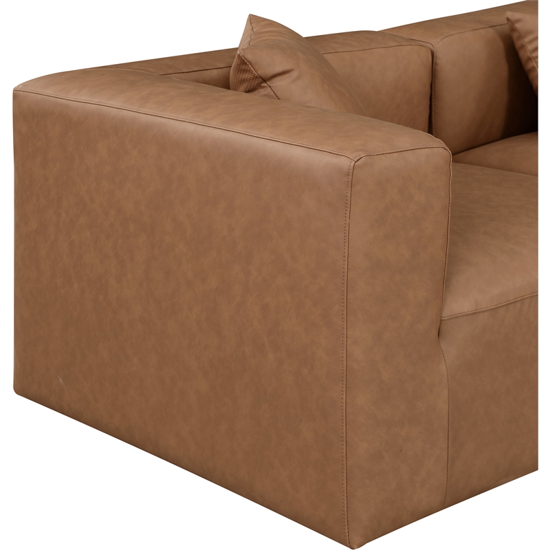 Meridian Furniture Cube Brown Vegan Leather 3-Pc. Modular Sofa